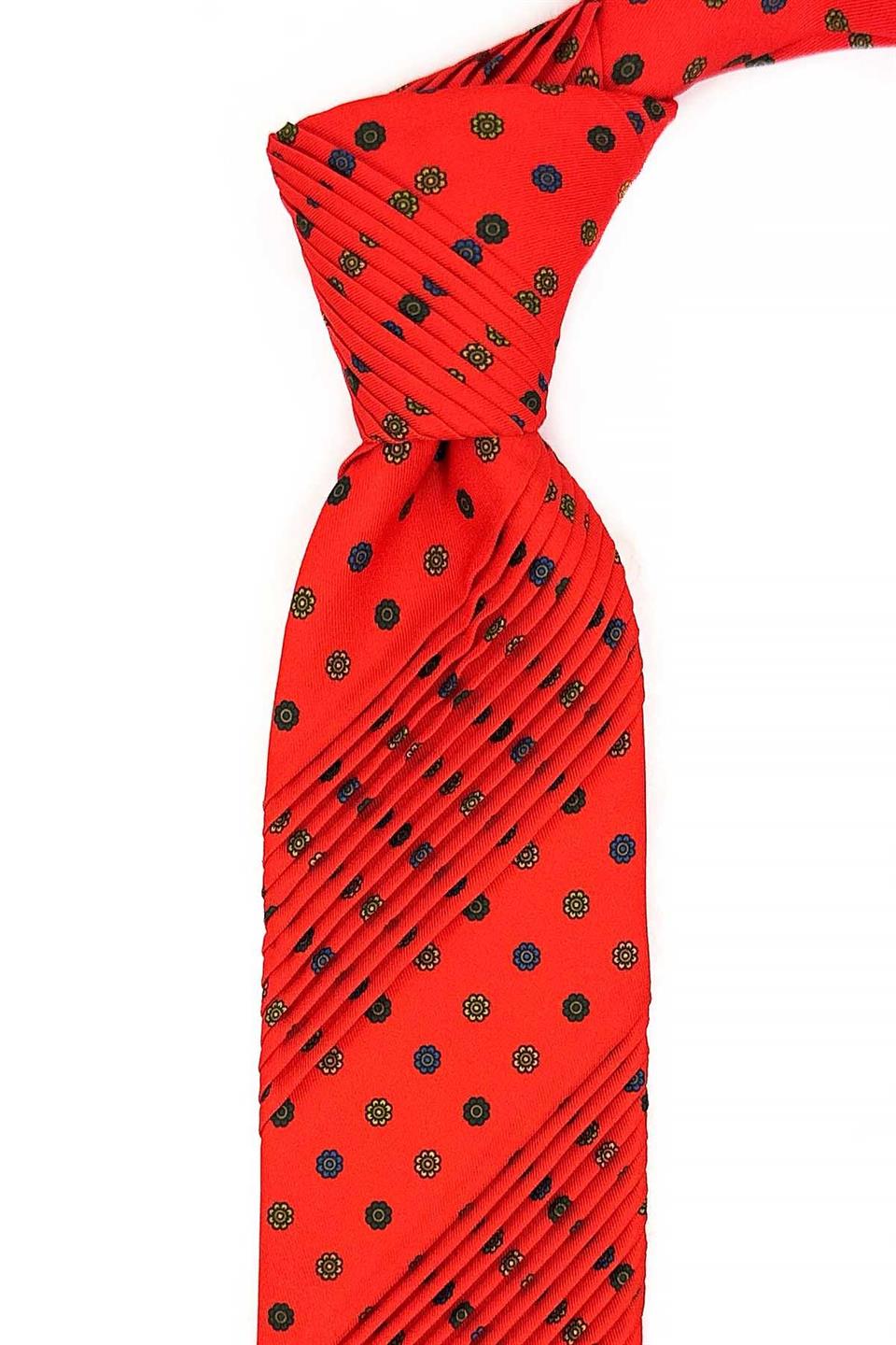 Romitello Style Kırmızı Küçük Desen Piliseli Kravat CRK91