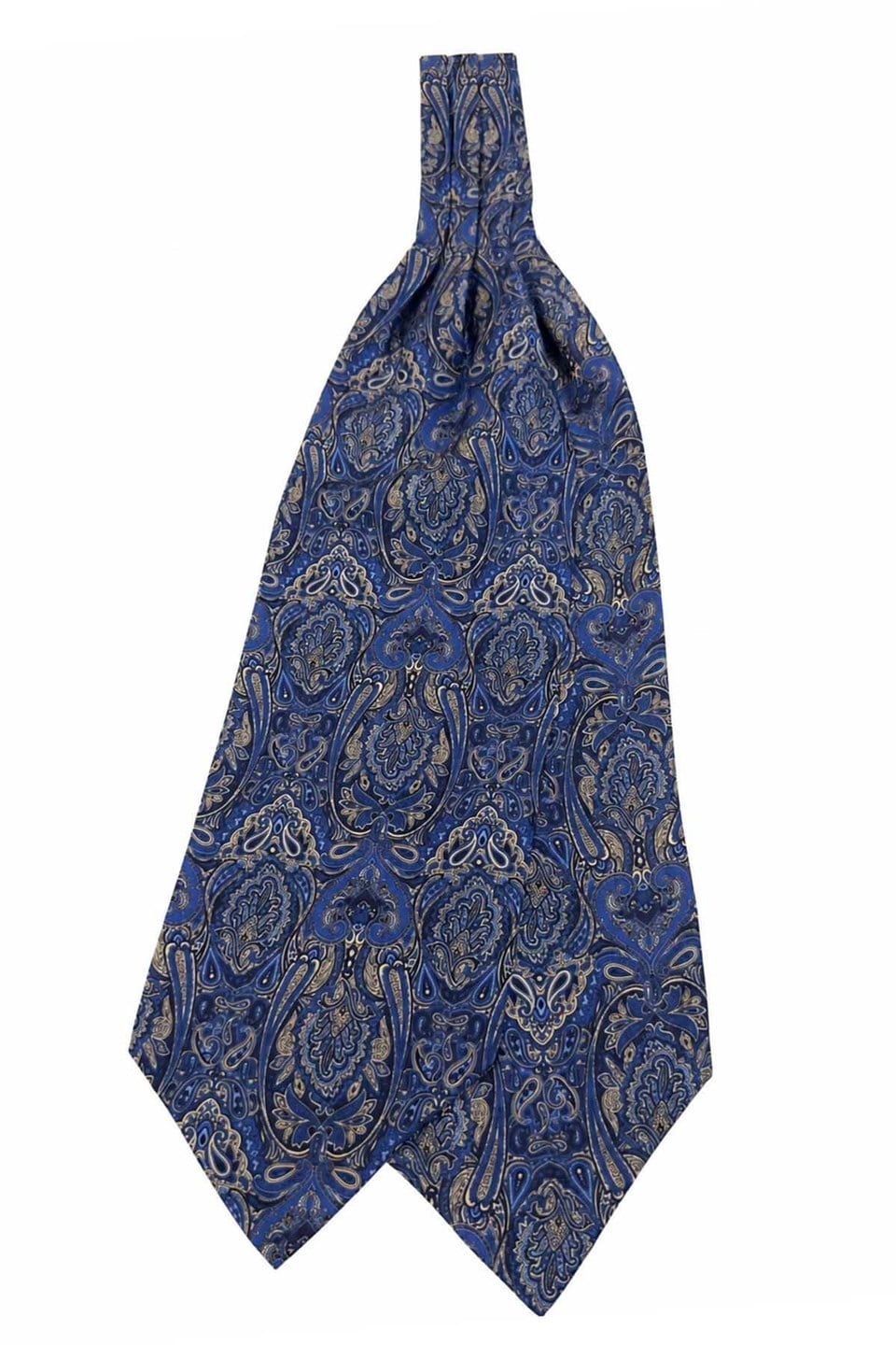 Royal Mavi Şal Desen İtalyan İpek Ascot Kravat SAC143