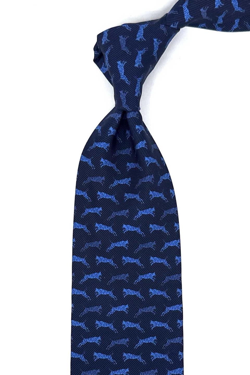 Ruby Style Lacivert Motif Desen İtalyan İpek Kravat İK1494