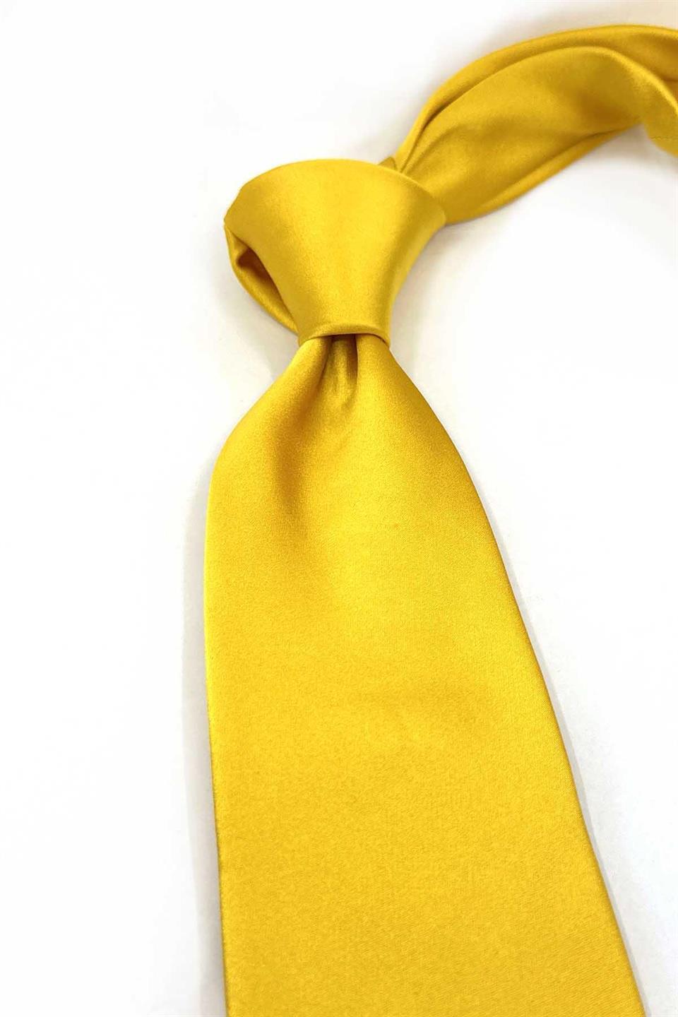Russel Style Sarı Düz İtalyan İpek Kravat İK1940