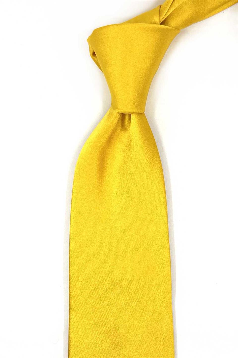 Russel Style Sarı Düz İtalyan İpek Kravat İK1940