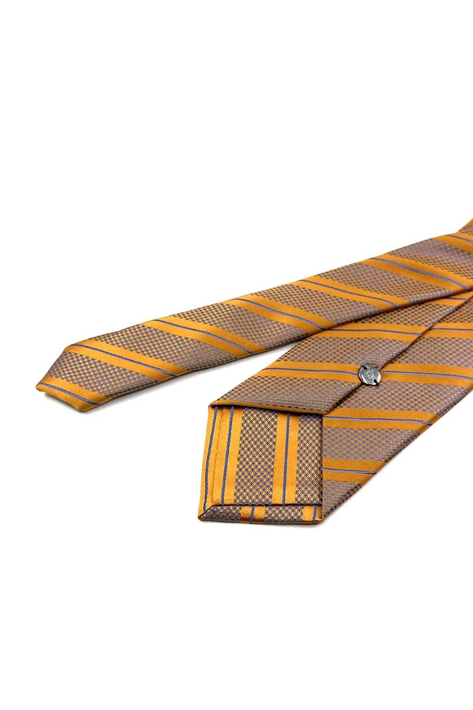 Safran Çizgi Desen Mendilli Klasik Kravat KK12703