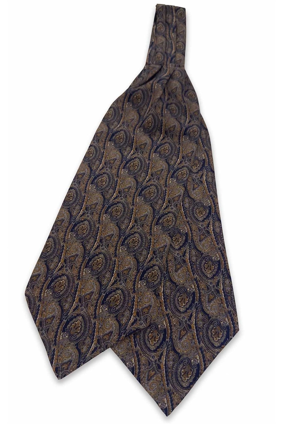 Safran Lacivert Şal Desen İtalyan İpek Ascot Kravat SAC113