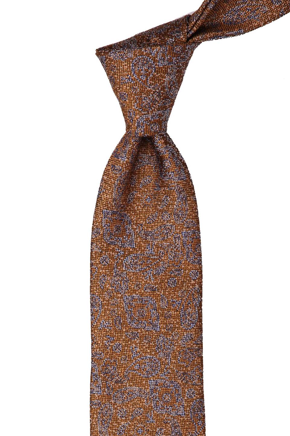 Safran Şal Desen Mendilli Klasik Kravat KK10437
