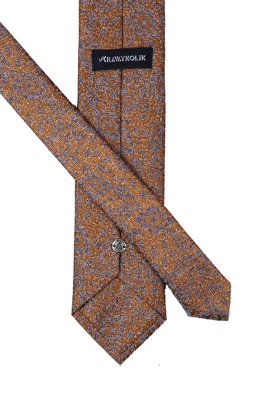 Safran Şal Desen Mendilli Klasik Kravat KK10437