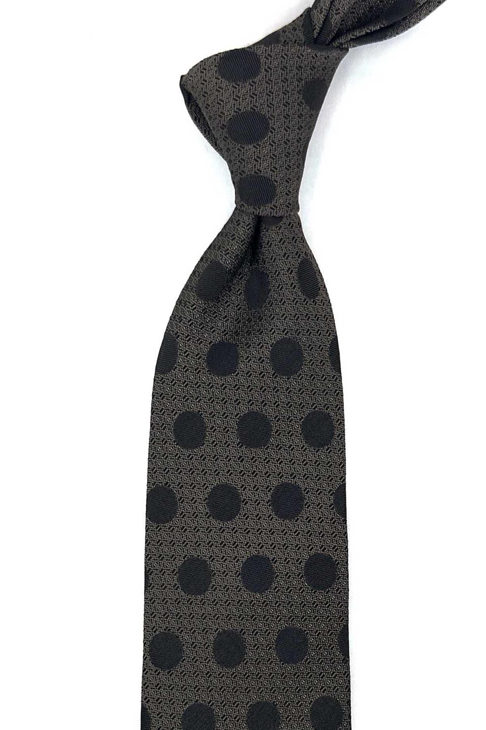 Sahara Style Kahverengi Puantiye Desen İtalyan İpek Kravat İK1604