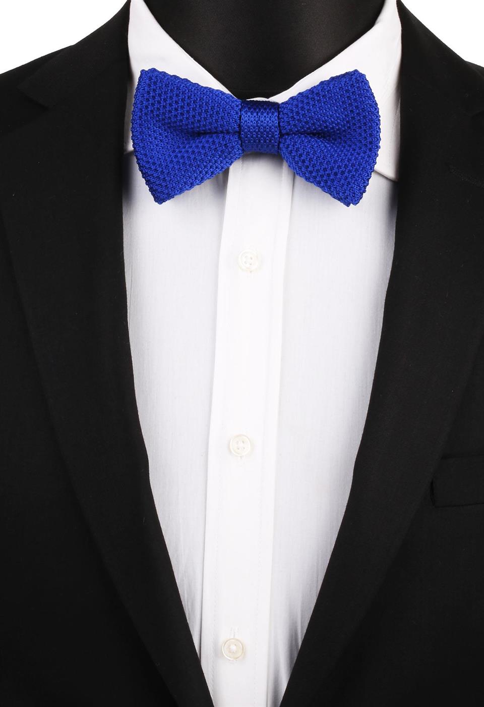 Saks Mavi Düz Örgü Papyon ÖR101