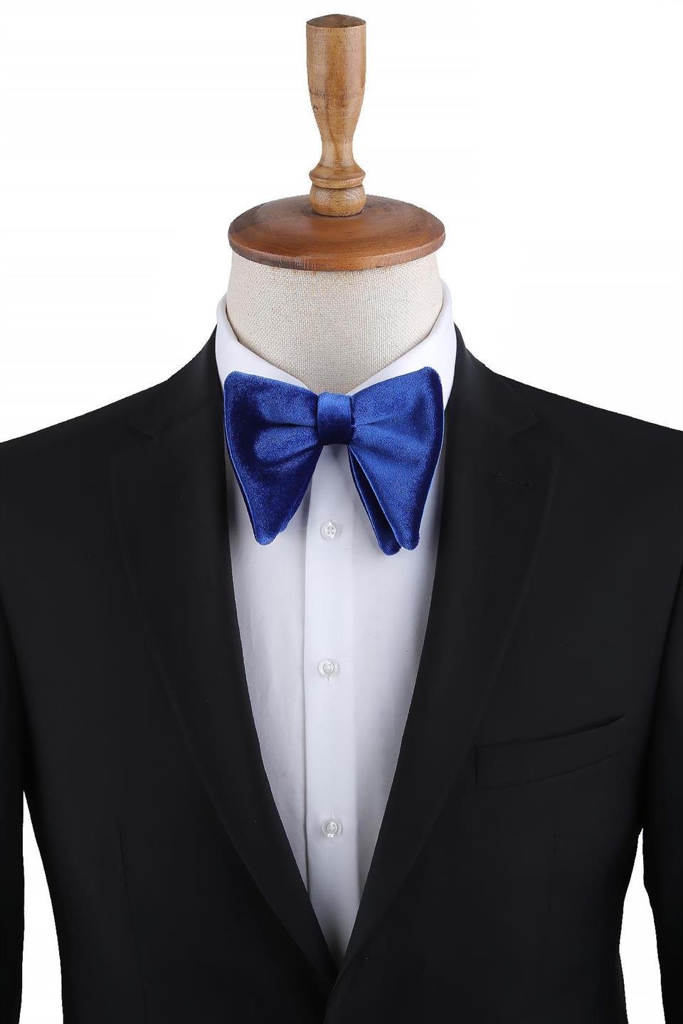 Saks Mavisi Büyük Kadife Papyon P1698