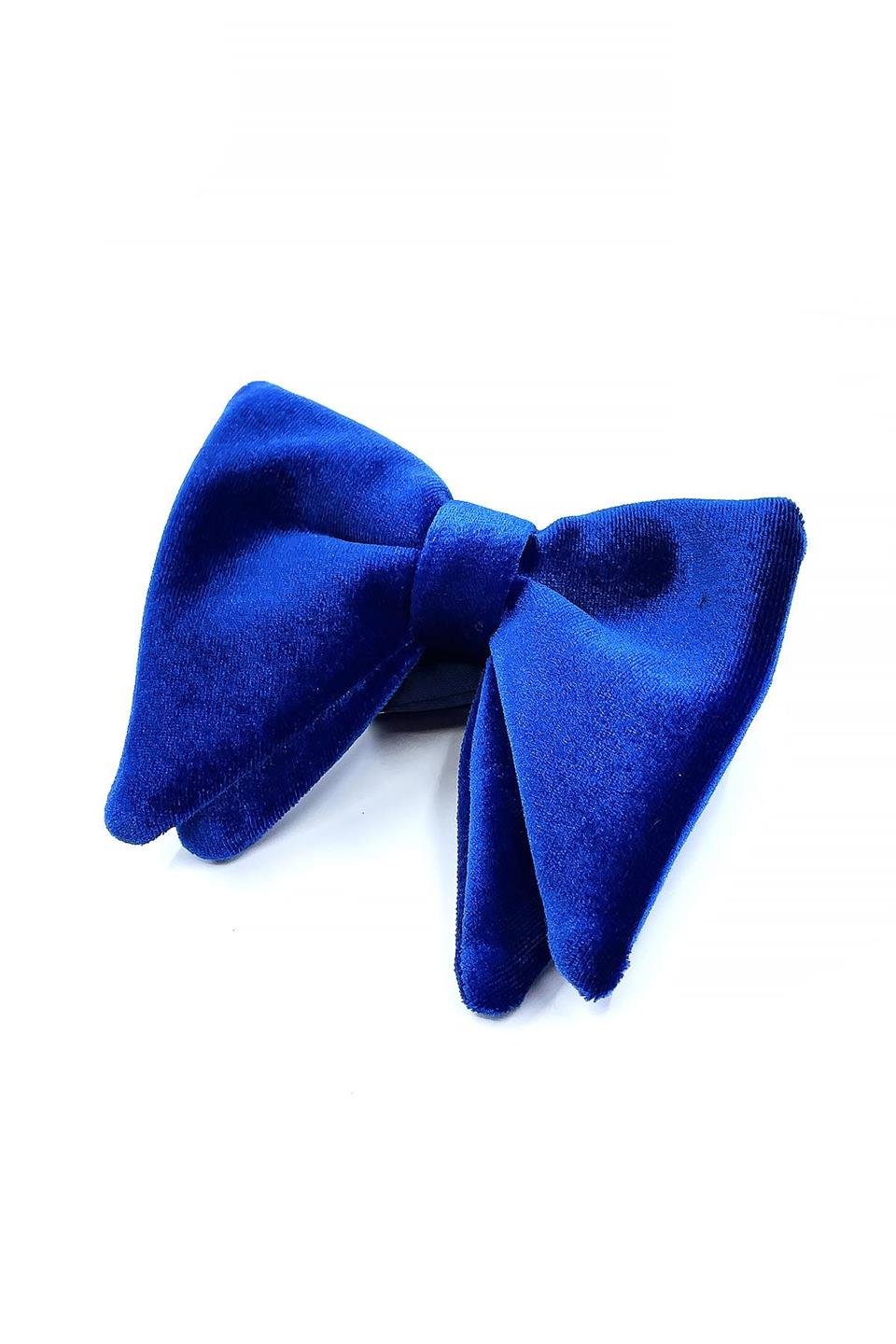 Saks Mavisi Büyük Kadife Papyon P1698