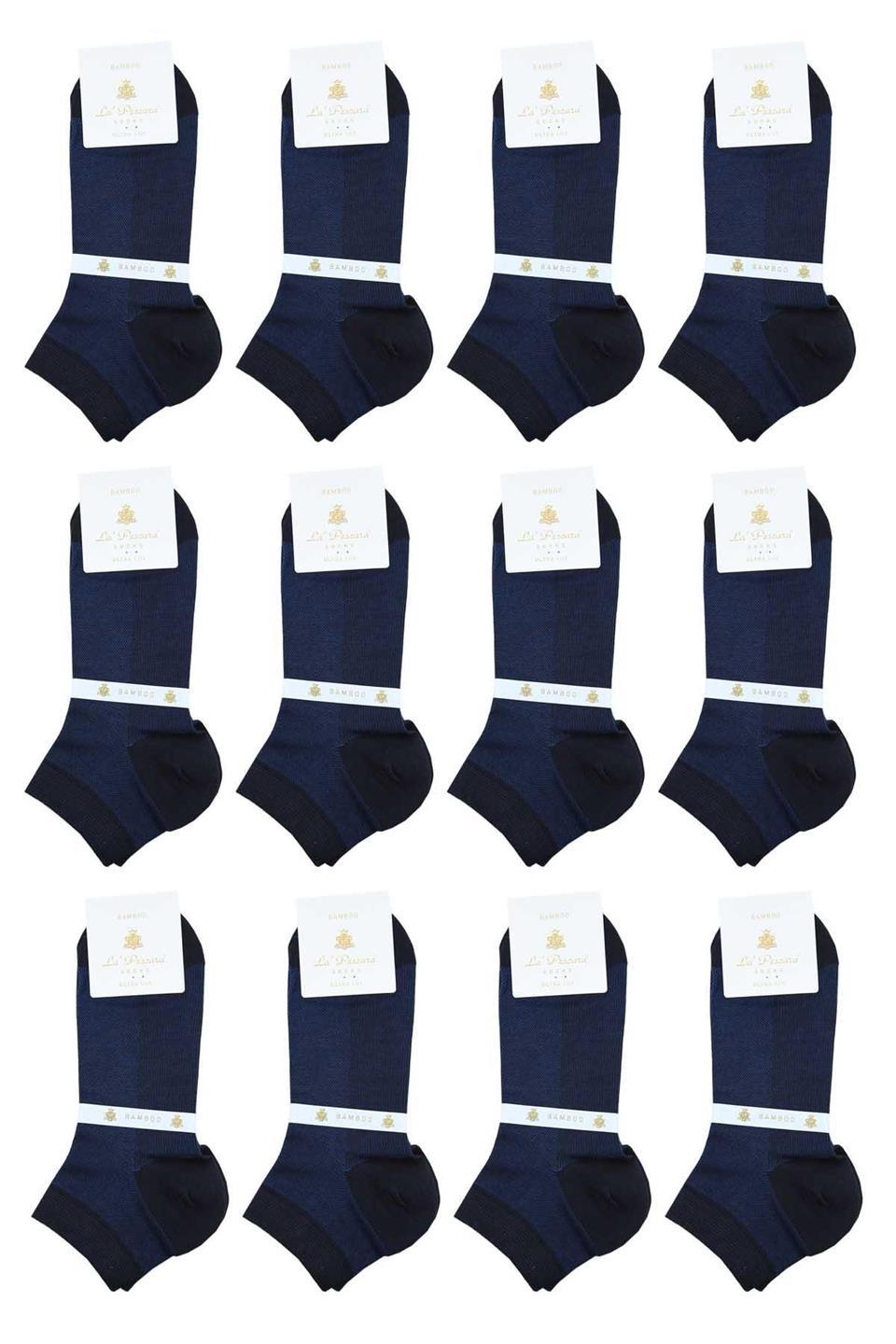 Saks Mavisi Ultra Lüks 12li Bambu Yarım Erkek Çorap CRP391