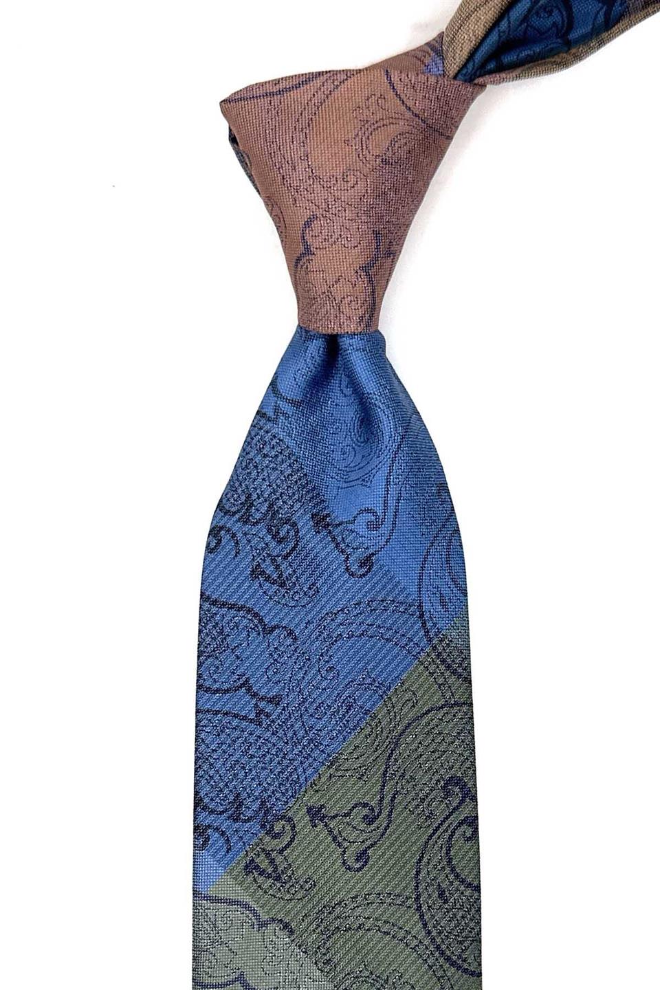 Şal Desen Çok Renkli Patchwork Klasik Kravat KK12811