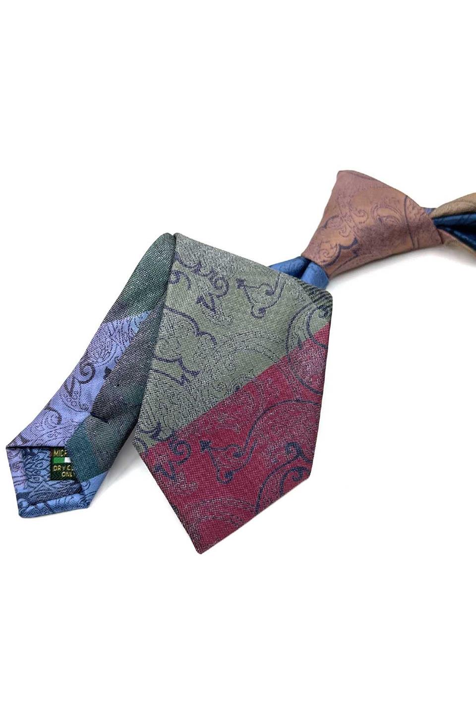 Şal Desen Çok Renkli Patchwork Klasik Kravat KK12811