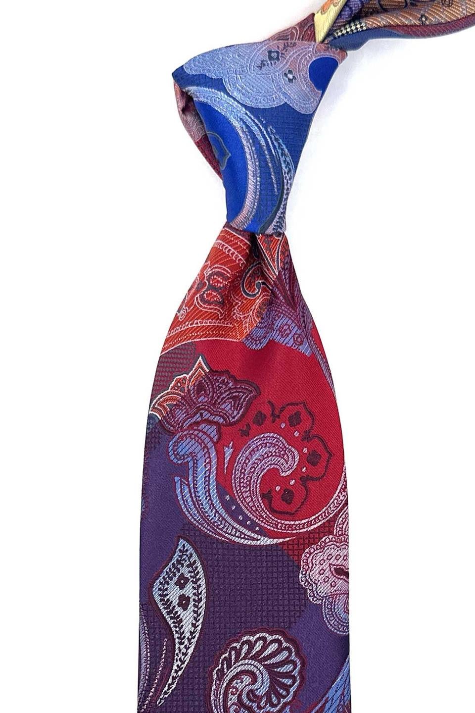 Şal Desen Çok Renkli Patchwork Klasik Kravat KK12184