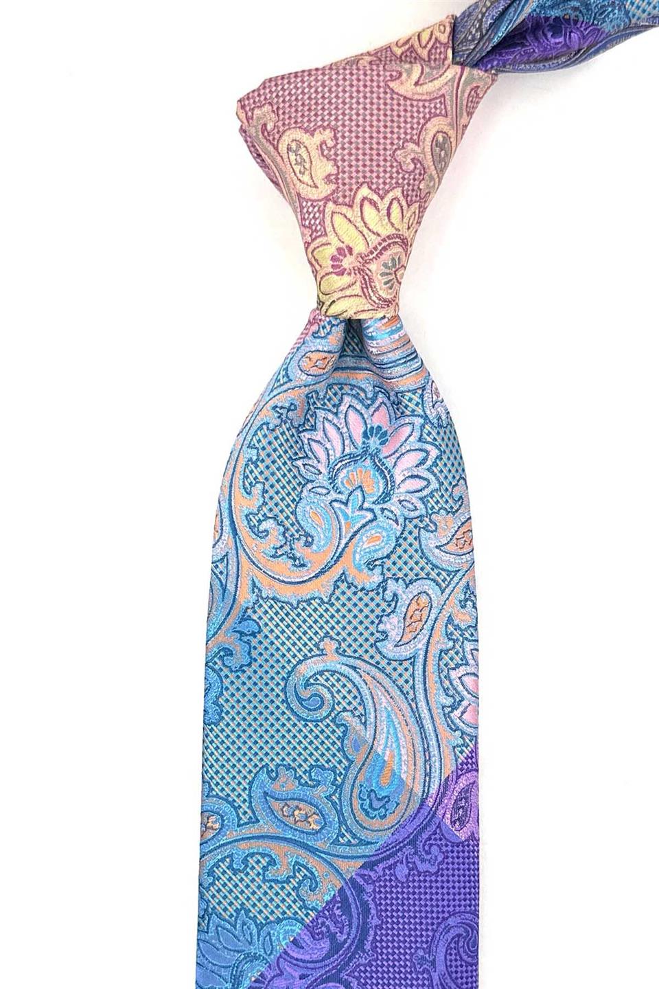 Şal Desen Çok Renkli Patchwork Kravat KK13262