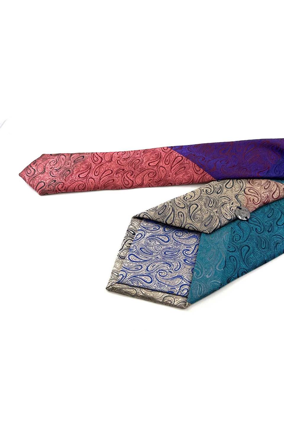 Şal Desen Çok Renkli Patchwork Kravat KK13221