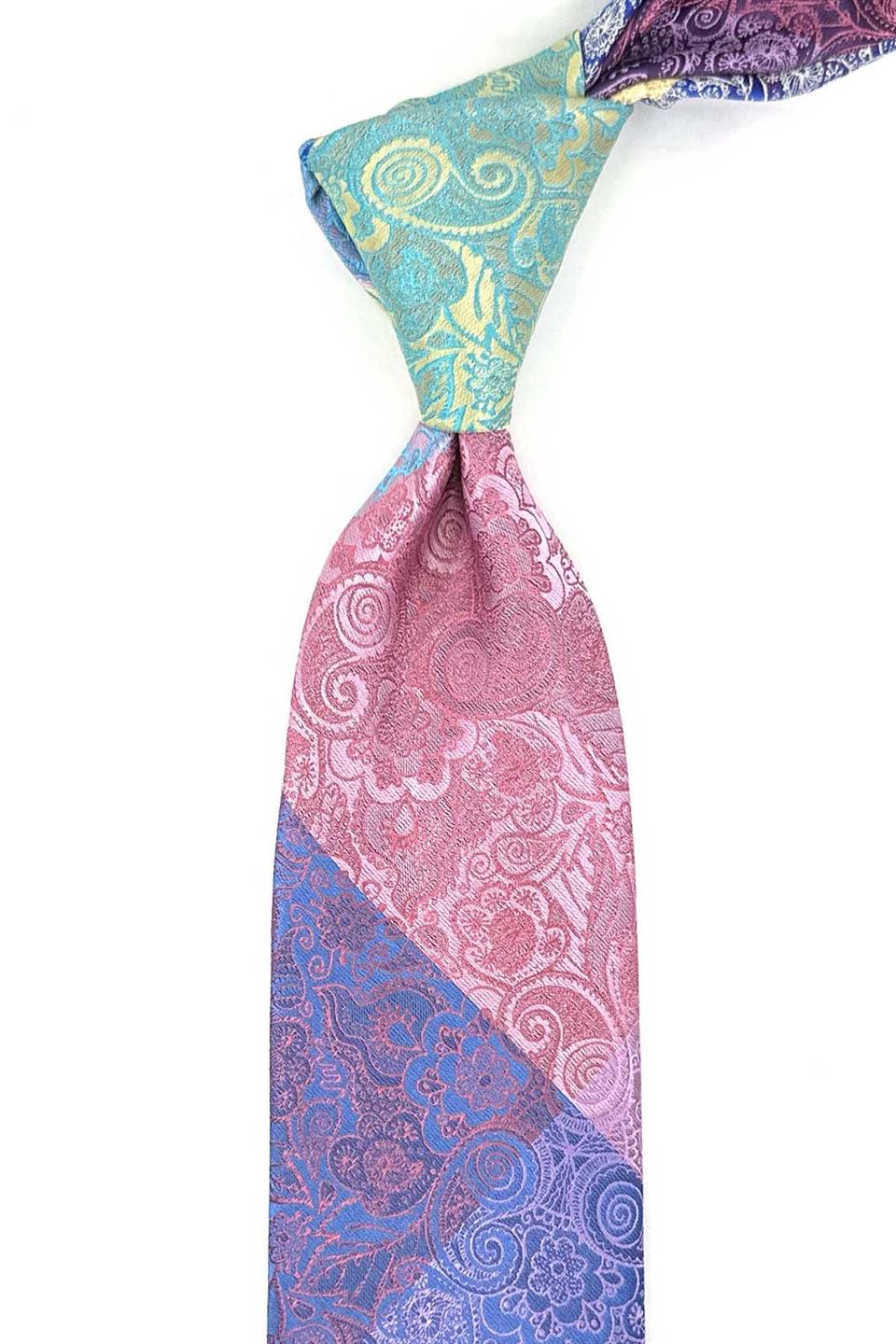 Şal Desen Çok Renkli Patchwork Kravat KK13242