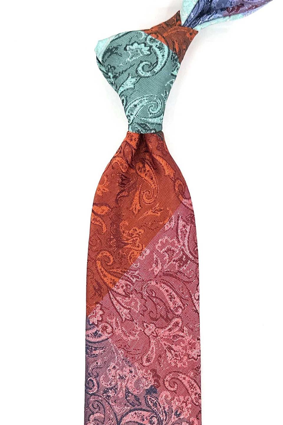 Şal Desen Çok Renkli Patchwork Kravat KK13255