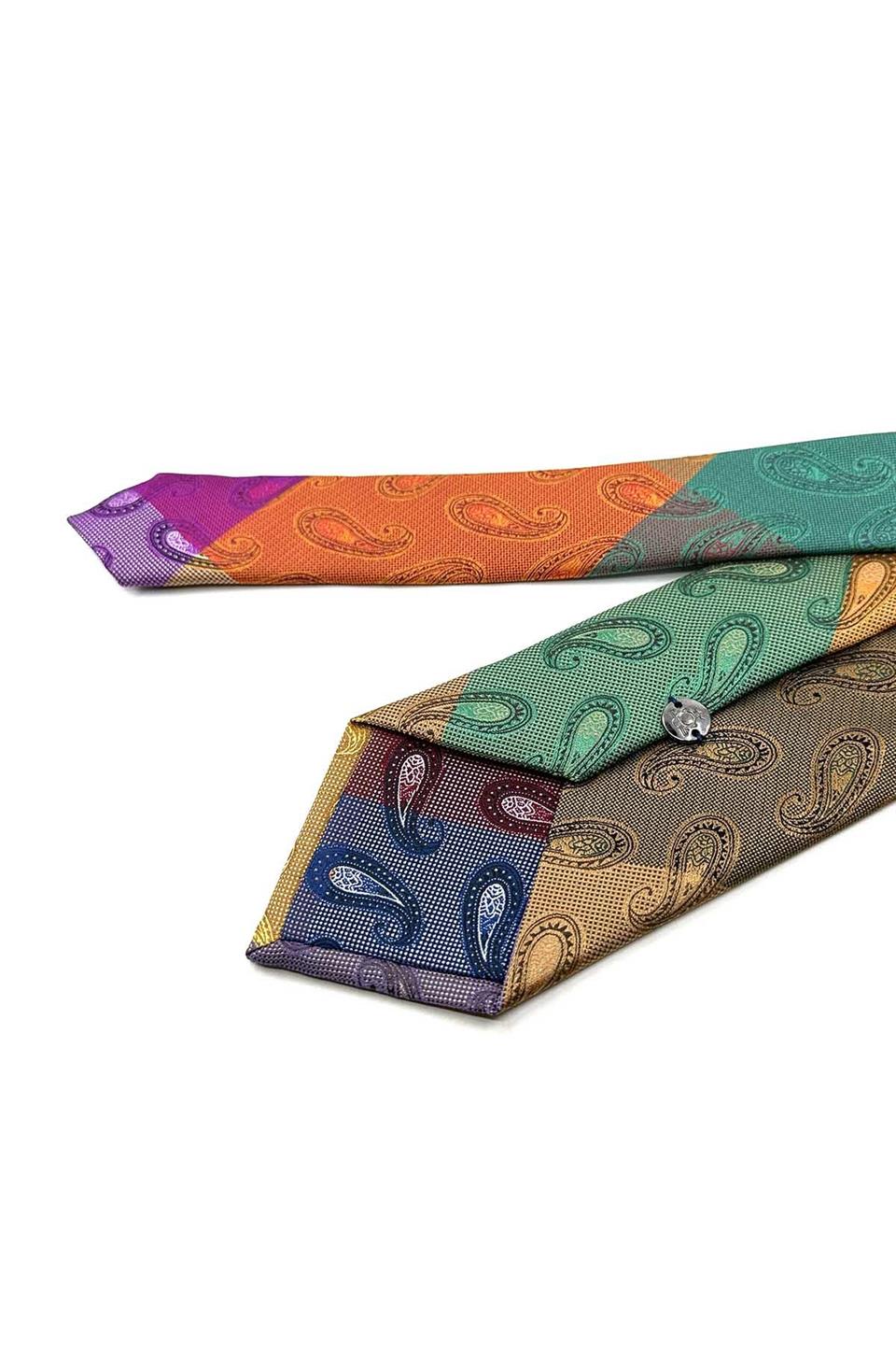 Şal Desen Çok Renkli Patchwork Kravat KK13290