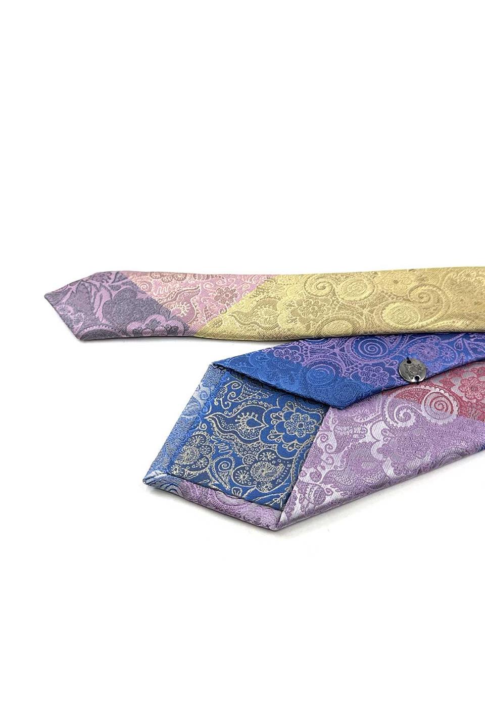 Şal Desen Çok Renkli Patchwork Kravat KK13242