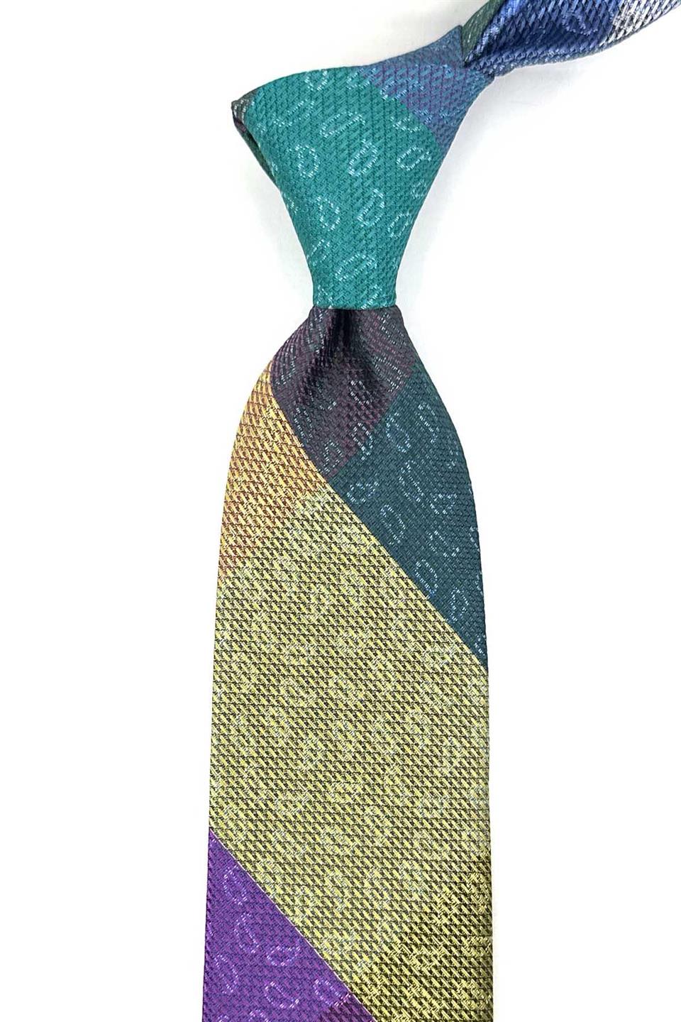 Şal Desen Çok Renkli Patchwork Kravat KK13260