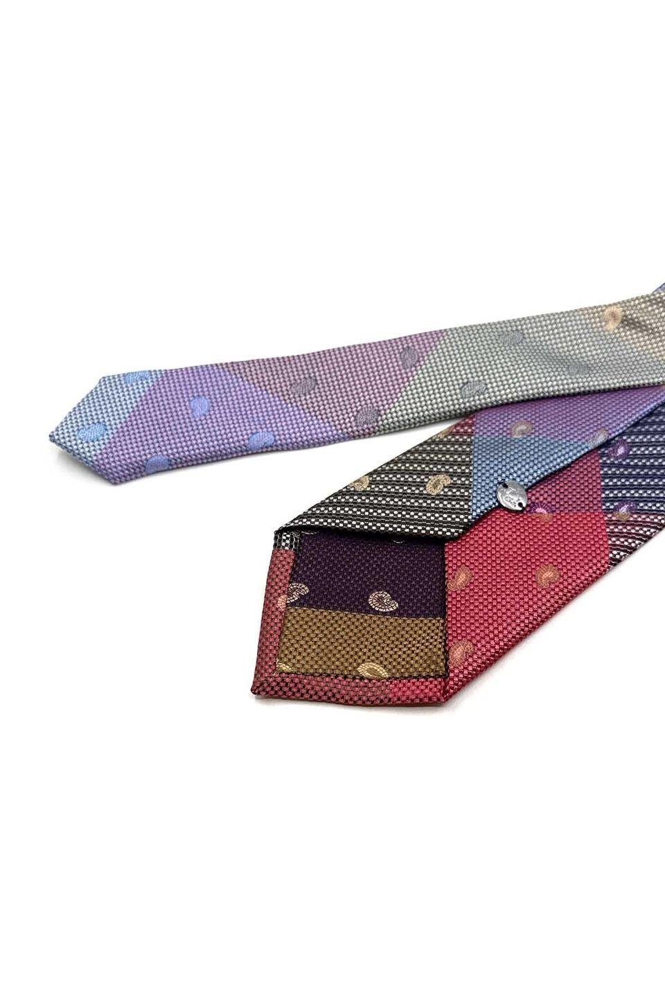 Şal Desen Lacivert Patchwork Klasik Kravat KK13416