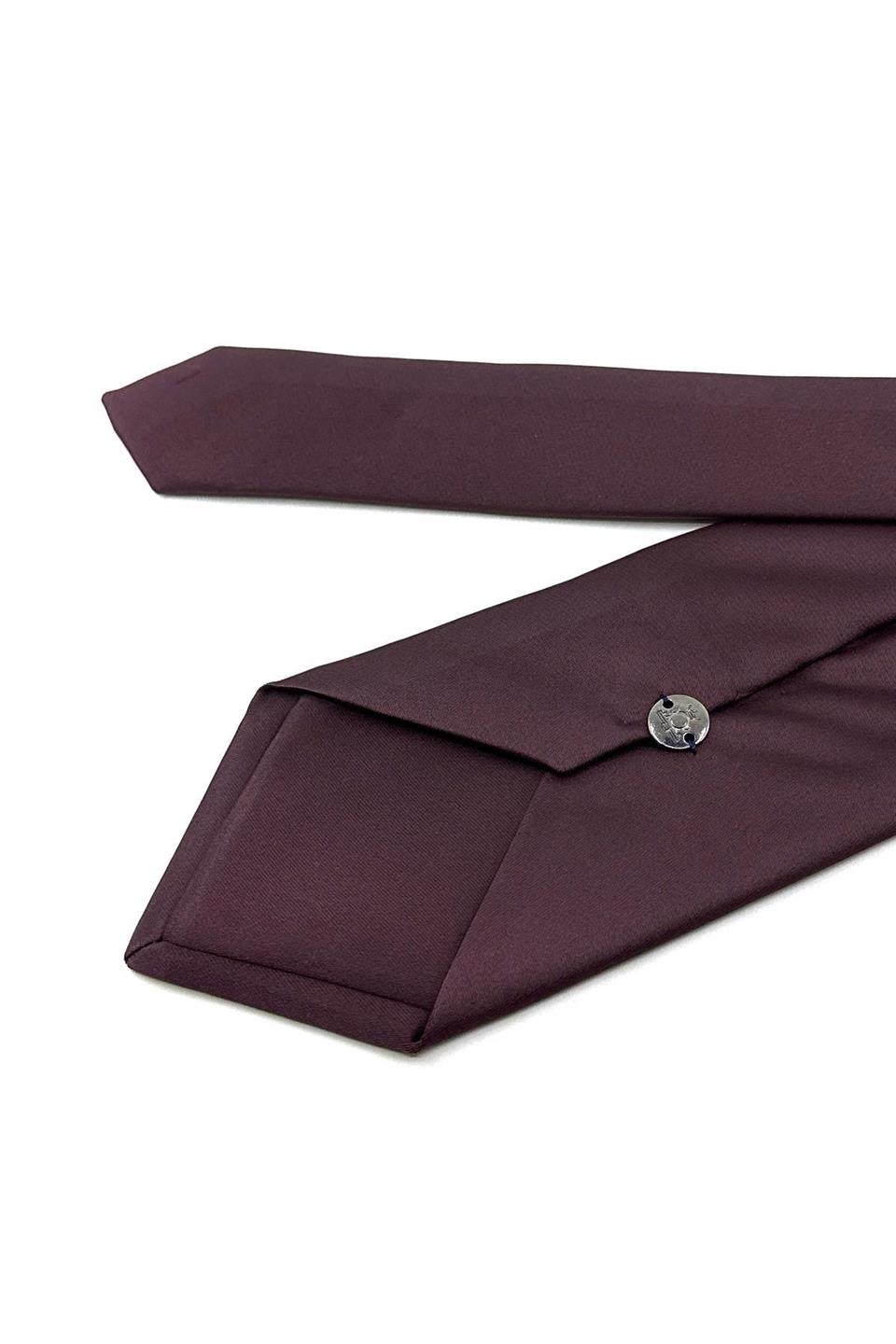 Şarabi Bordo Saten Düz Mendilli Klasik Kravat KK12065