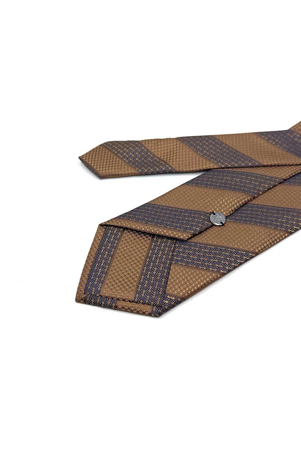 Sarı Çizgi Desen Mendilli Klasik Kravat KK13149