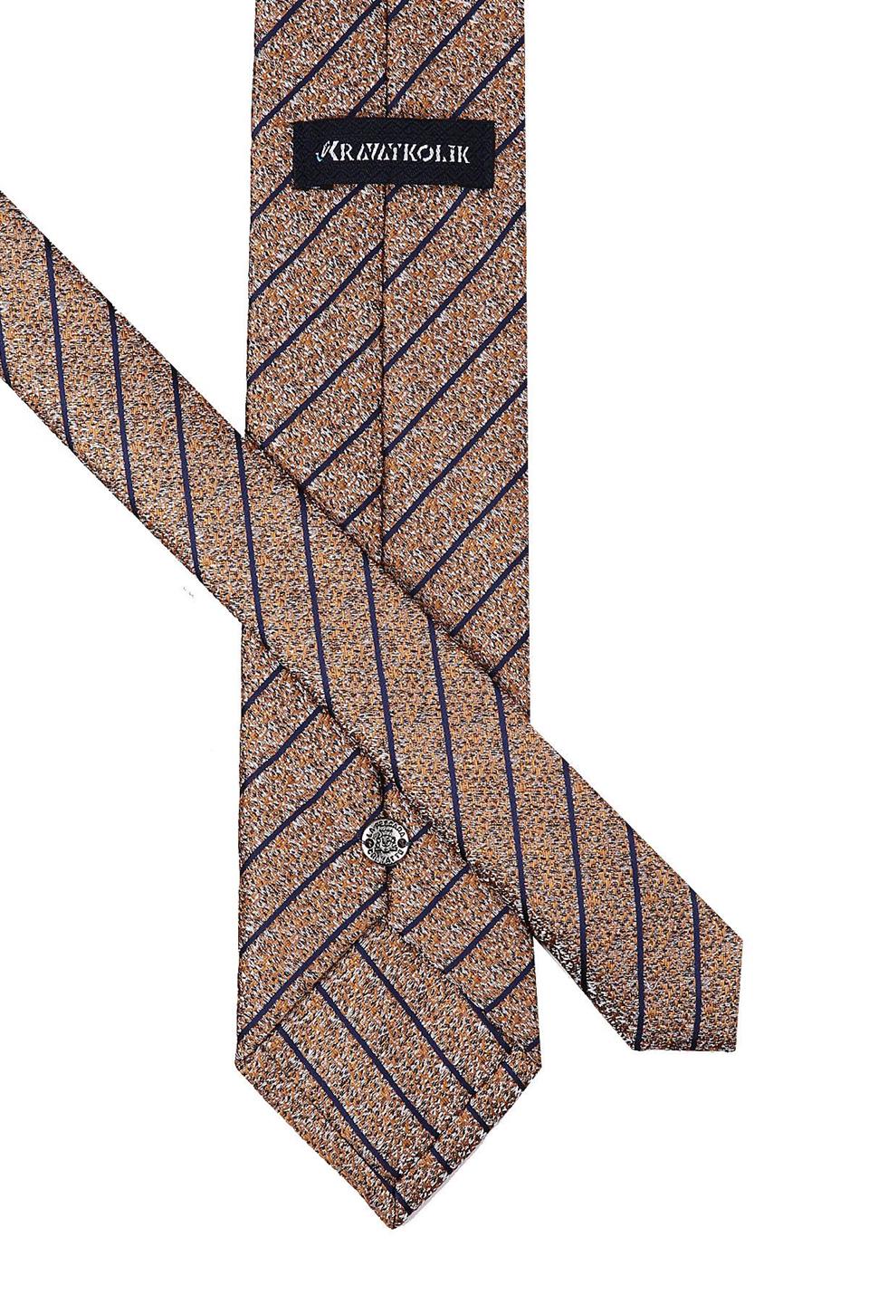 Sarı Çizgi Desen Mendilli Klasik Kravat KK9820