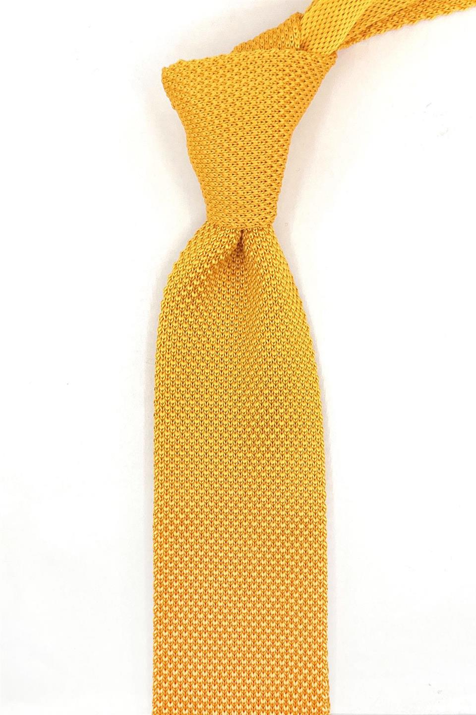 Sarı Düz Örgü Kravat ÖR8305