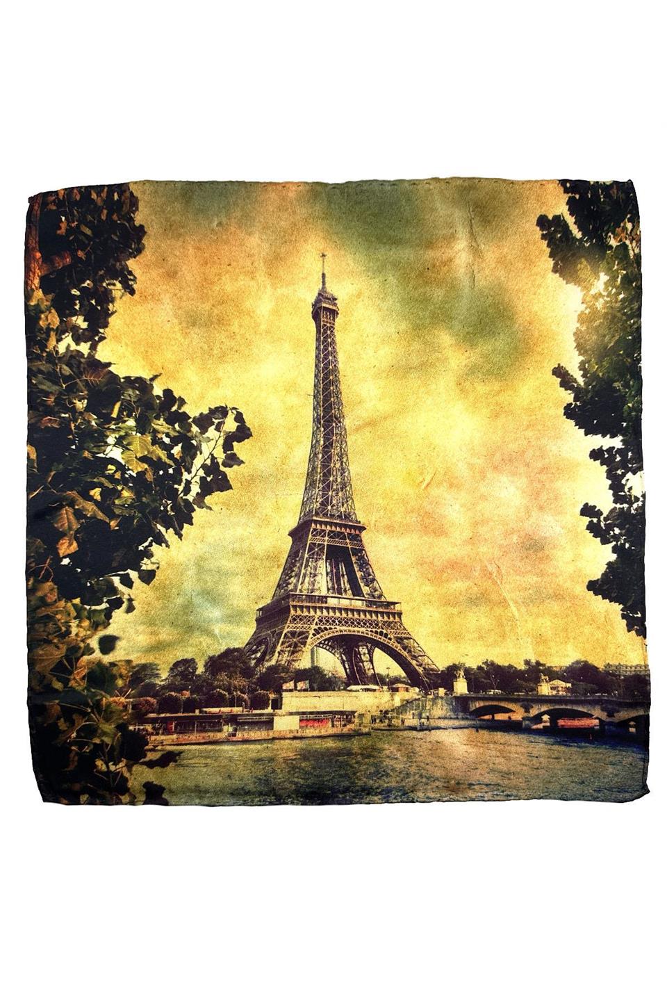 Sarı Eiffel Motif Erkek Cep Mendili SPS618-97