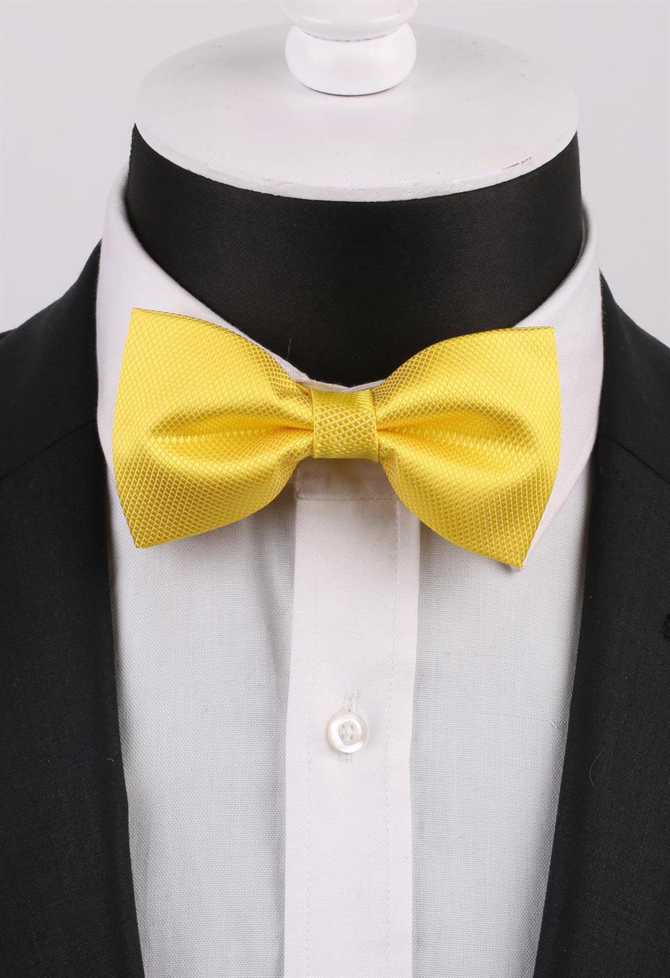 Sarı Kendinden Desenli Papyon P484