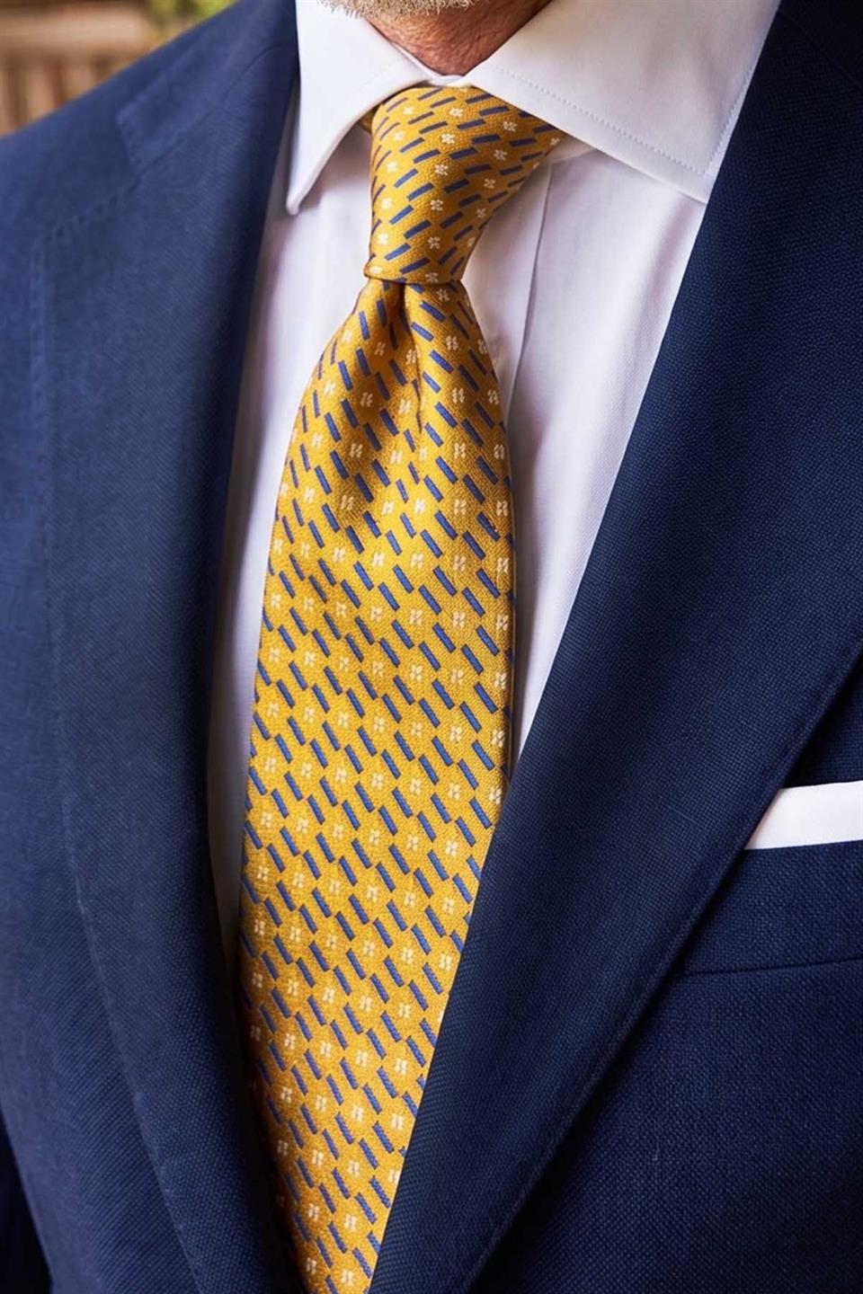 Sarı Küçük Desen İtalyan İpek Kravat İK1680