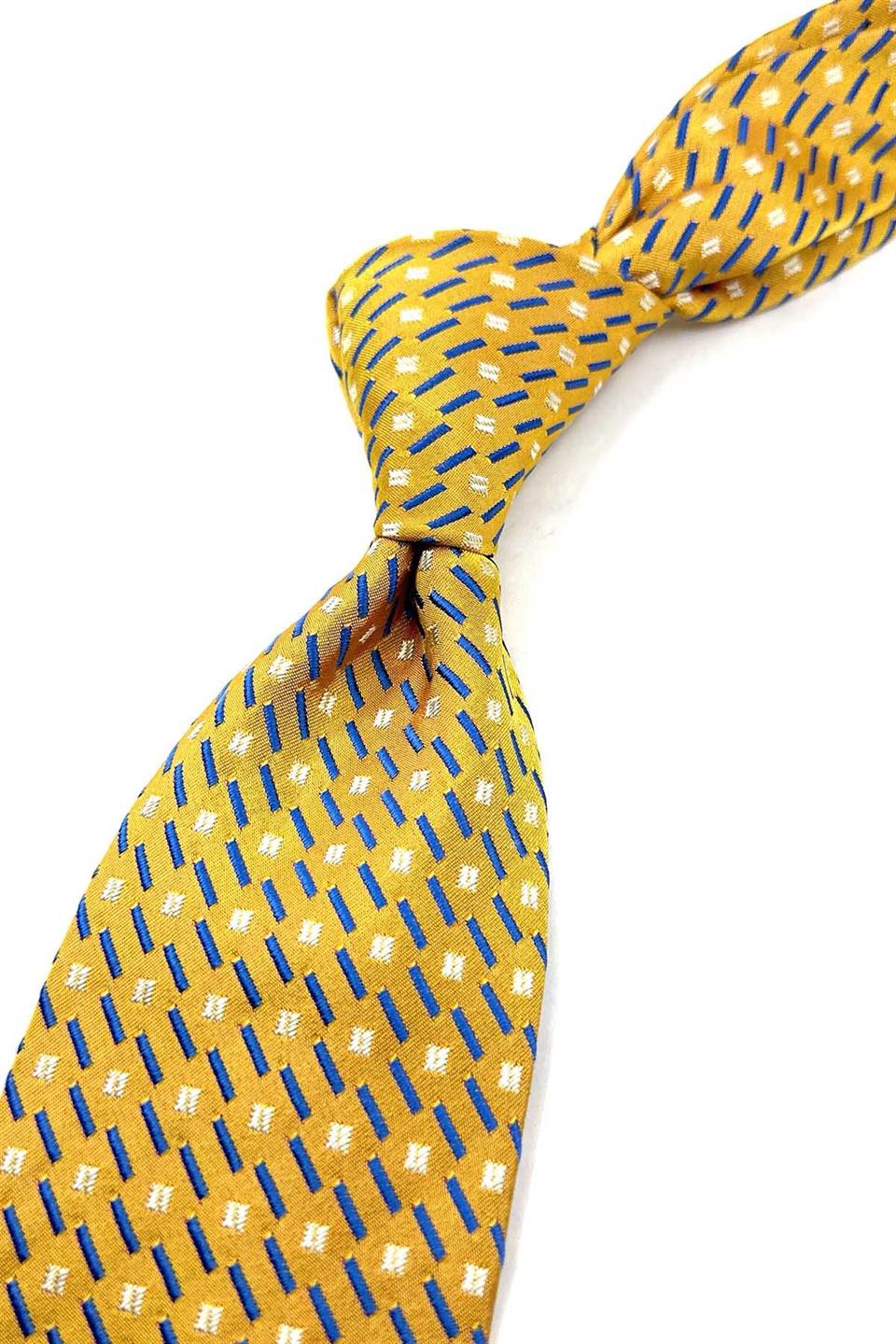 Sarı Küçük Desen İtalyan İpek Kravat İK1680