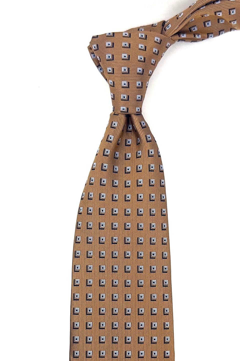 Sarı Küçük Desen Mendilli Klasik Kravat KK11849