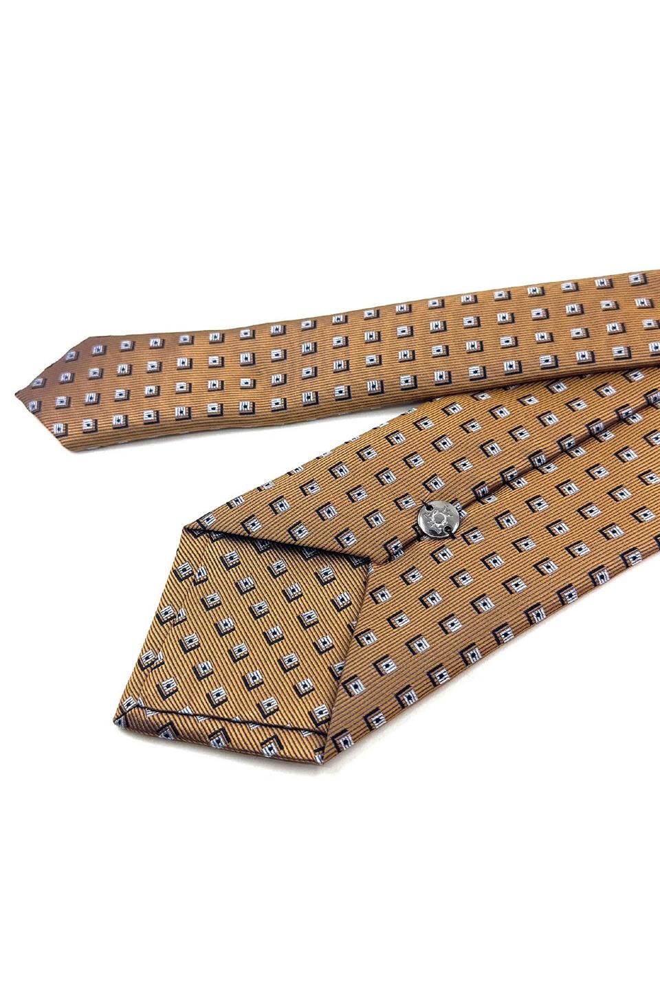 Sarı Küçük Desen Mendilli Klasik Kravat KK11849