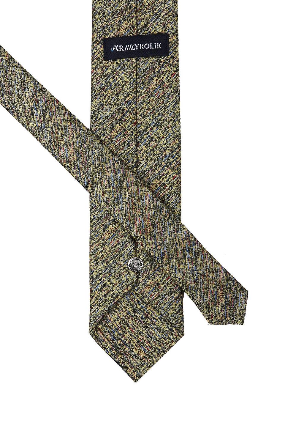 Sarı Küçük Desen Mendilli Klasik Kravat KK10037