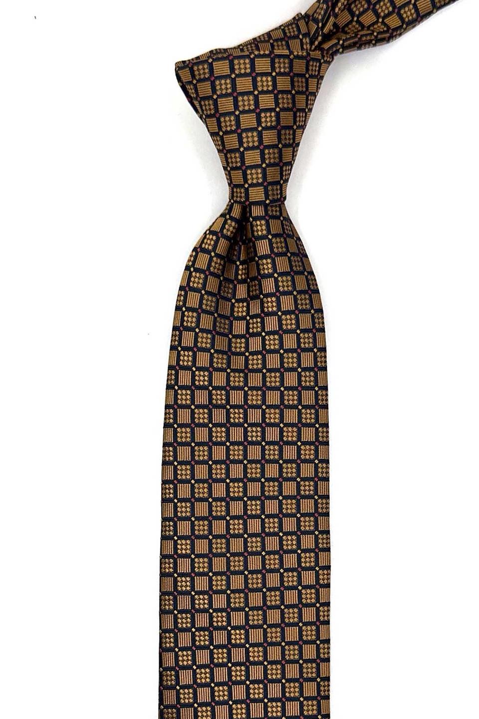 Sarı Küçük Desen Slim Kravat SK8041