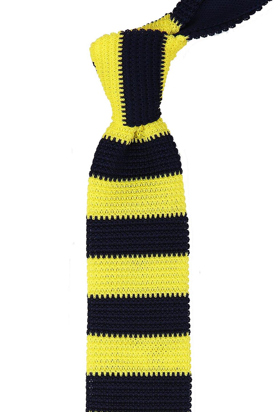 Sarı - Lacivert Çizgili Örgü Kravat ÖR8297