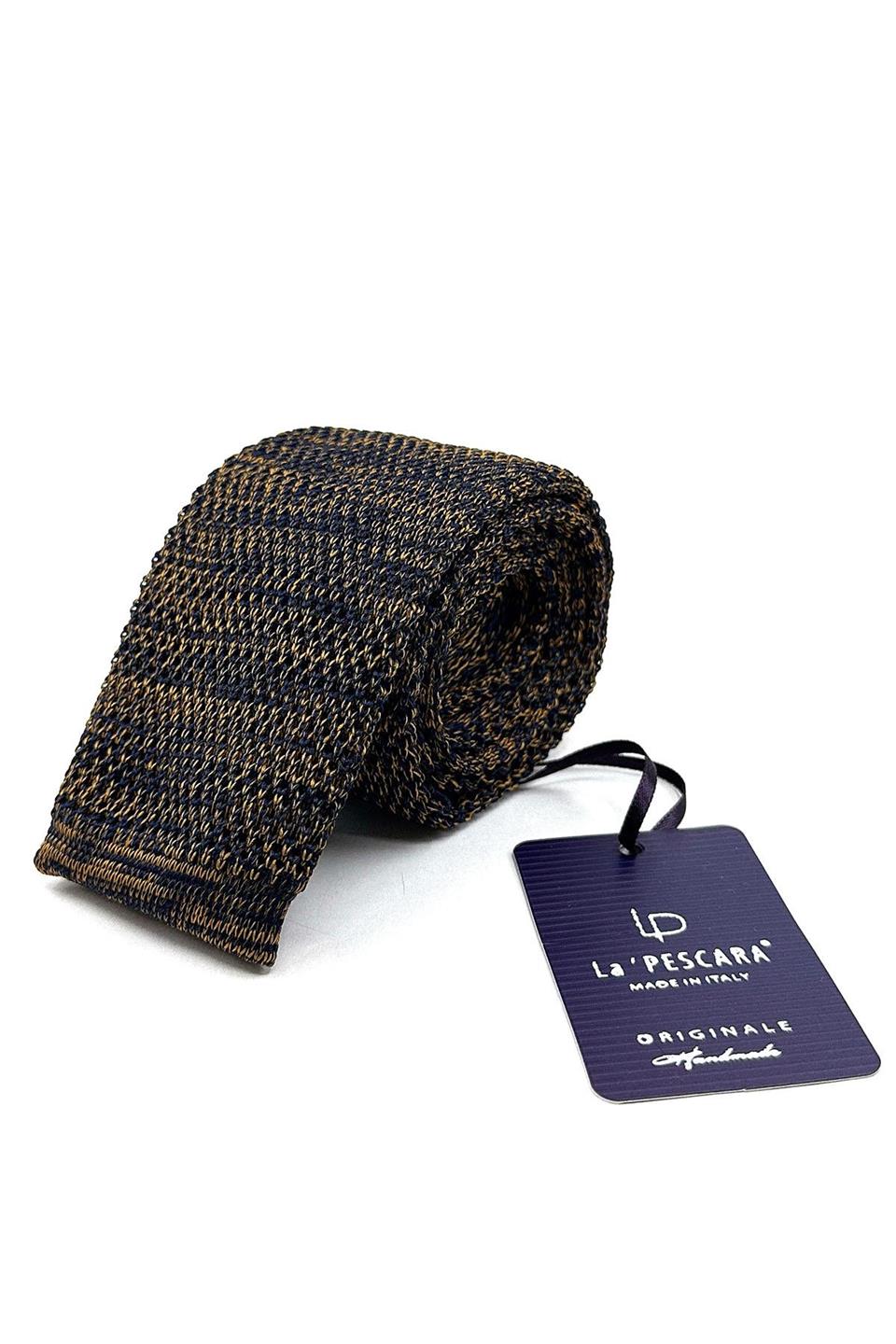 Sarı - Lacivert Kırçıllı Örgü Kravat ÖR8366