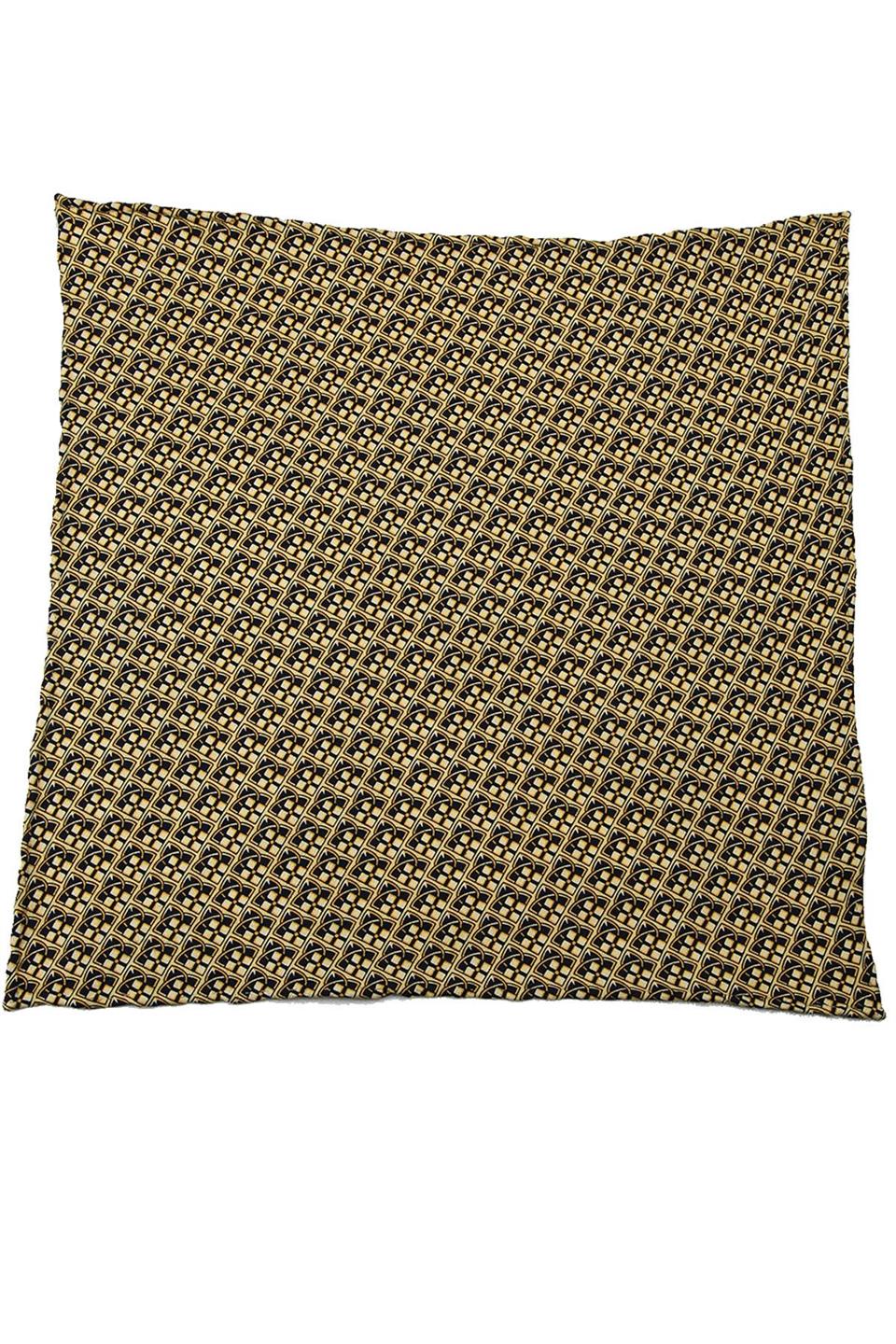 Sarı - Lacivert Motif Baskılı İpek Mendil SPS405