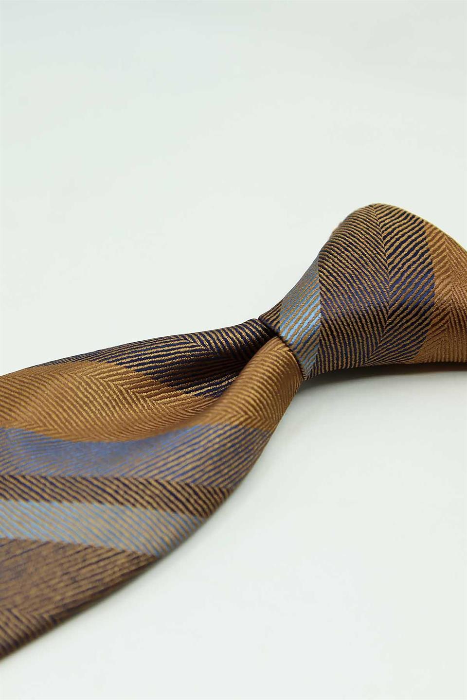 Sarı - Mavi Çizgi Kravat