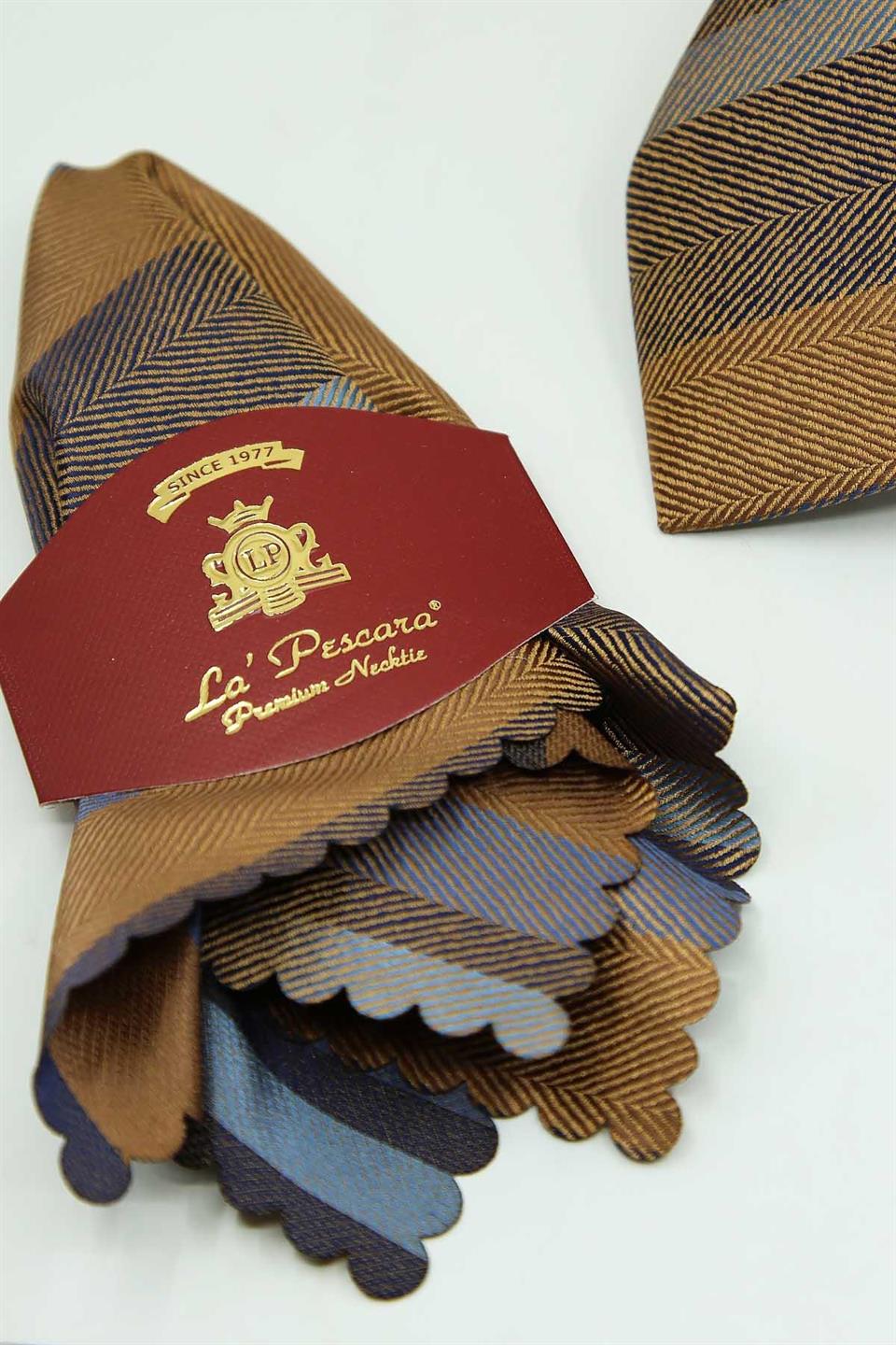 Sarı - Mavi Çizgi Kravat