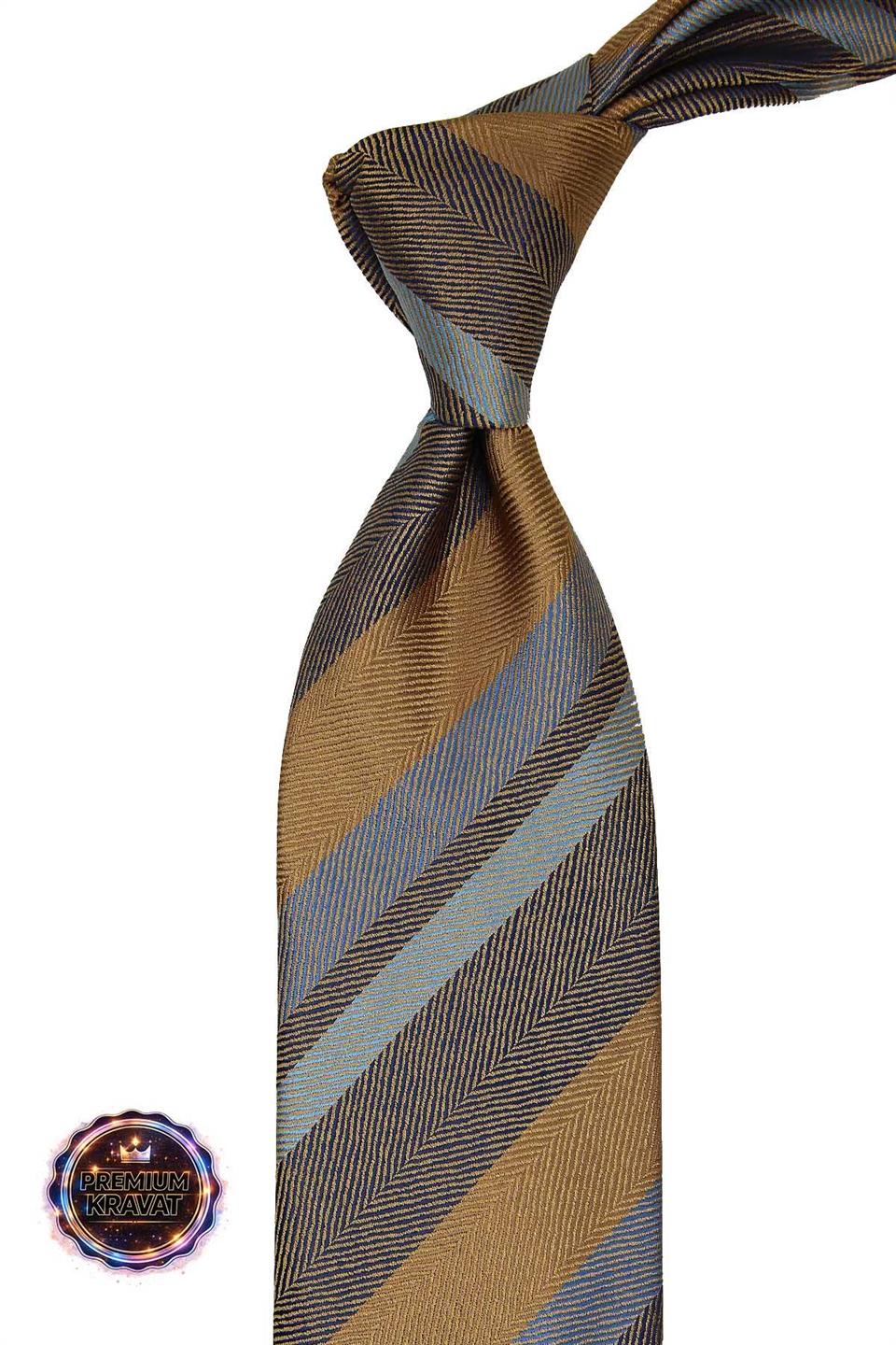 Sarı - Mavi Çizgi Kravat