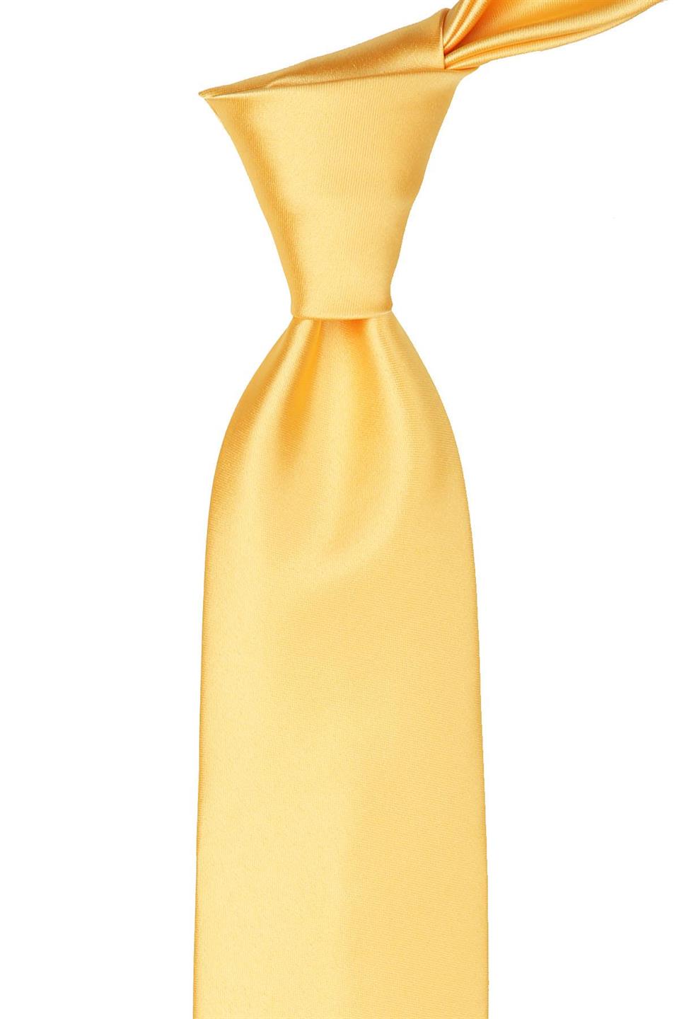 Sarı Mendilli Düz Saten Kravat 1606