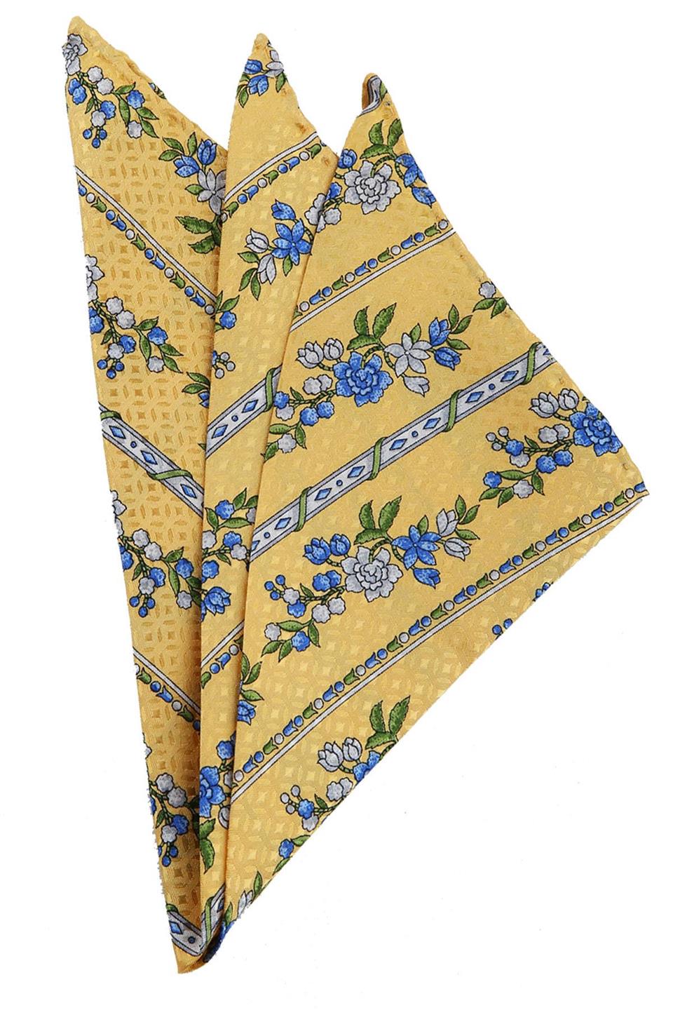 Sarı Motif Baskılı İpek Mendil SPS118
