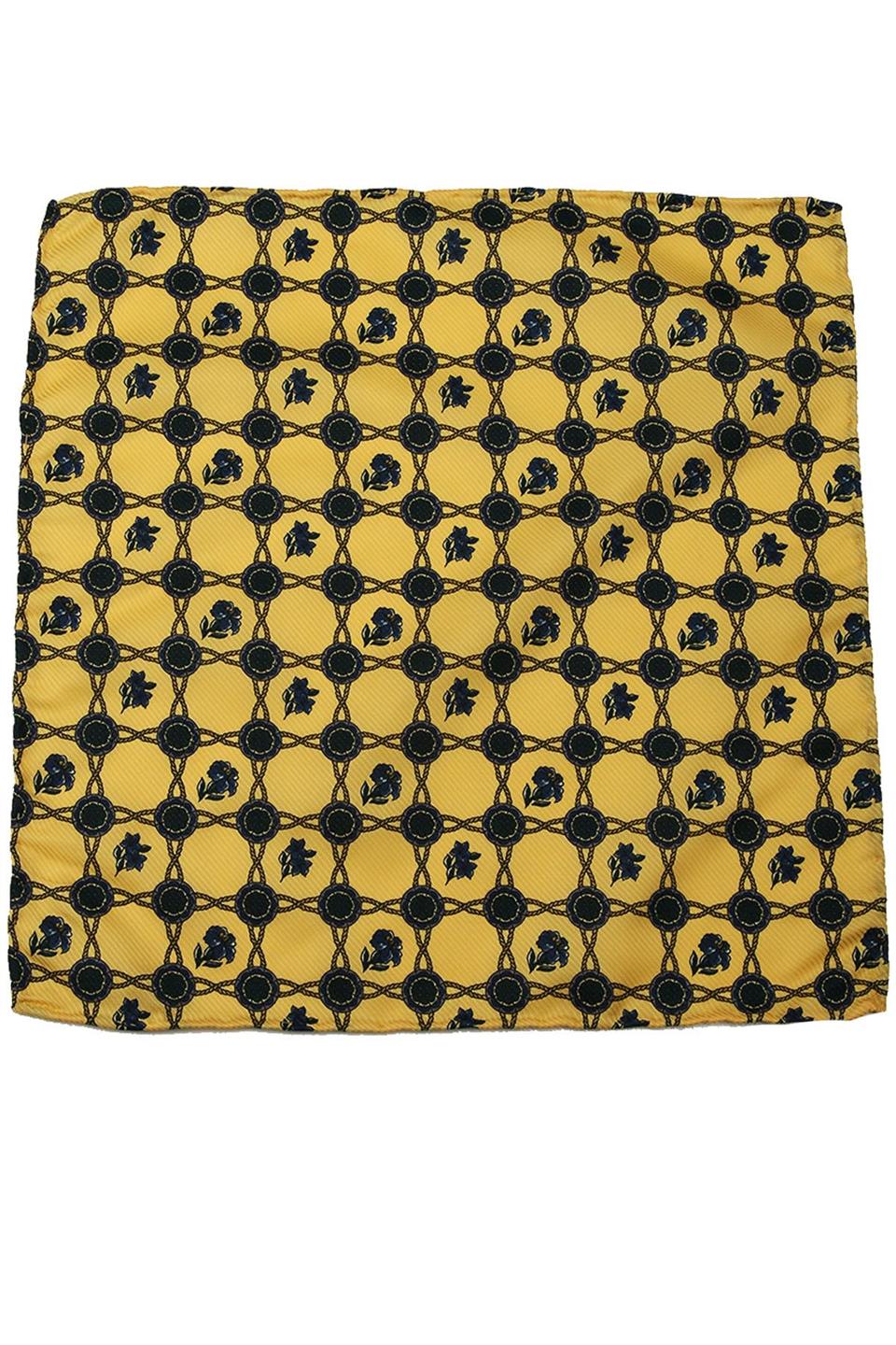 Sarı Motif Baskılı İpek Mendil SPS318