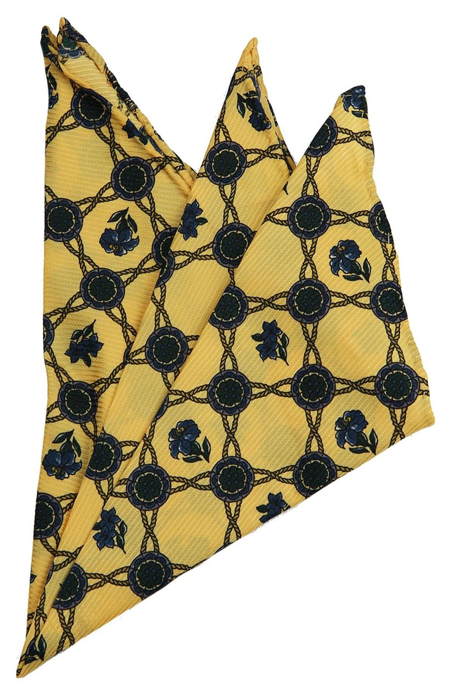 Sarı Motif Baskılı İpek Mendil SPS318
