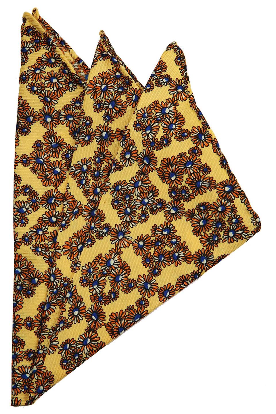 Sarı Motif Baskılı İpek Mendil SPS428