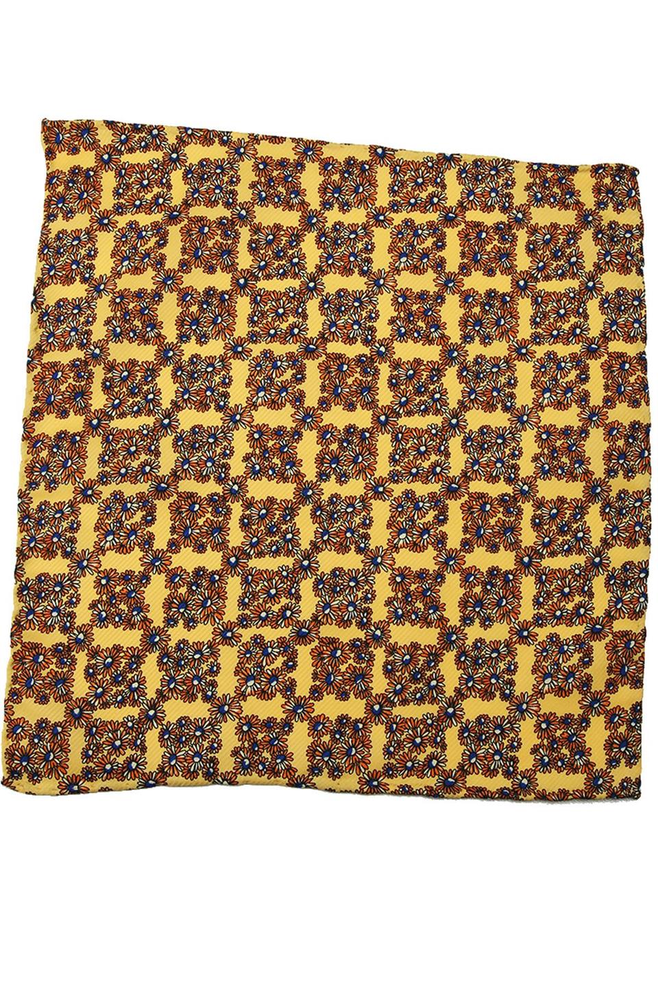 Sarı Motif Baskılı İpek Mendil SPS428