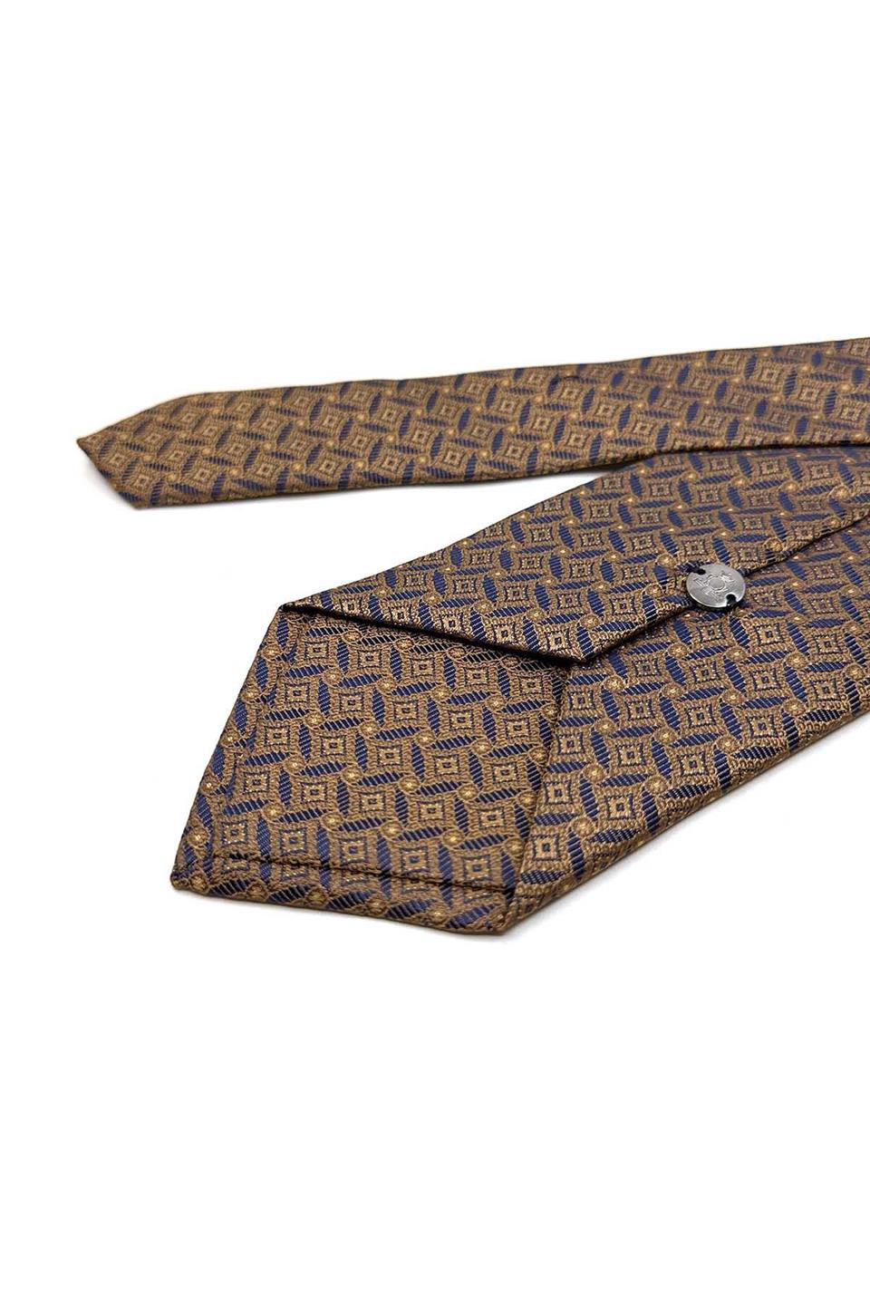 Sarı Motif Desen Mendilli Klasik Kravat KK13472